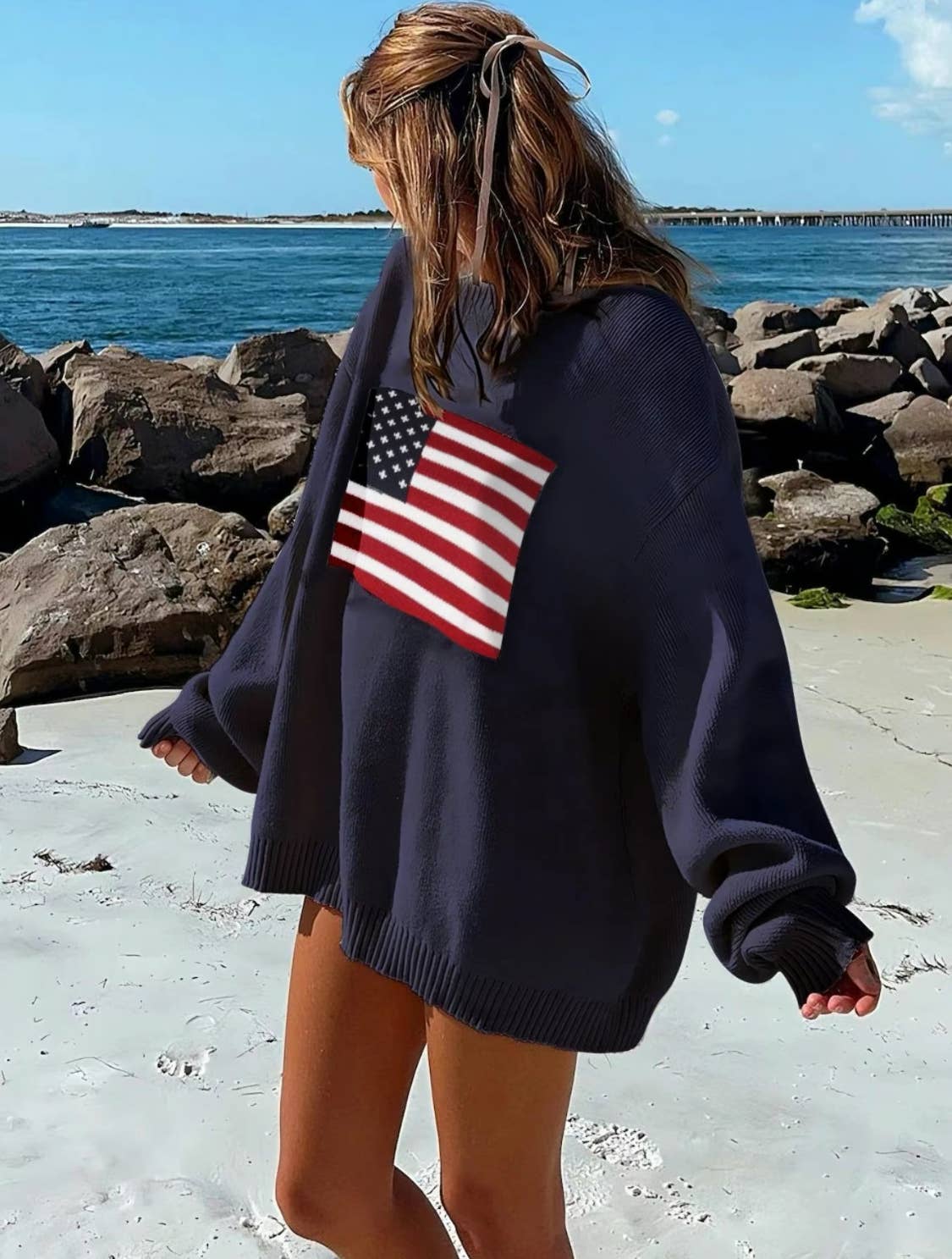 USA Flag Sweater: Blue / S