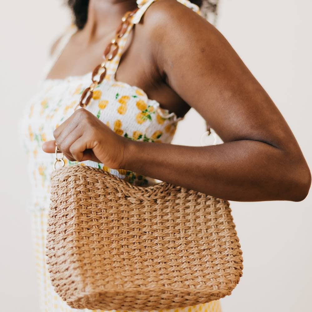 Staycation Straw Bag (Free Crossbody Strap Included!): Brown