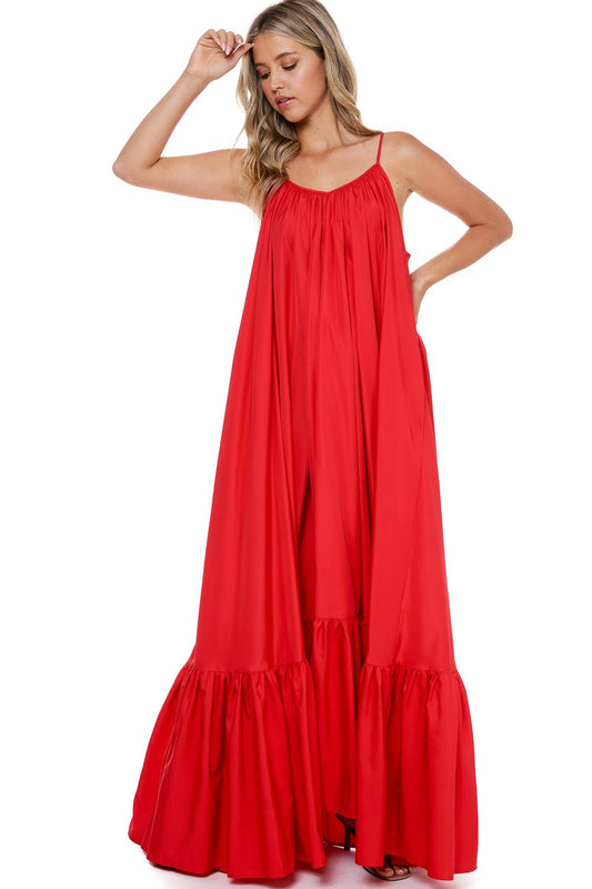 Rideau Dress with Regular Back Open:RED