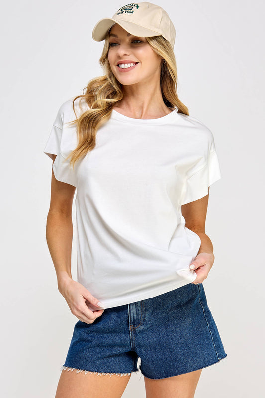 RAGLAN SLEEVES SOLID TOP WHITE