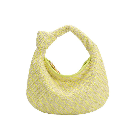 Cher Small Yellow Raffia Straw Top Handle Bag