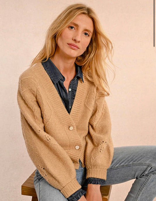 V-Neck cardigan sweater, Beige