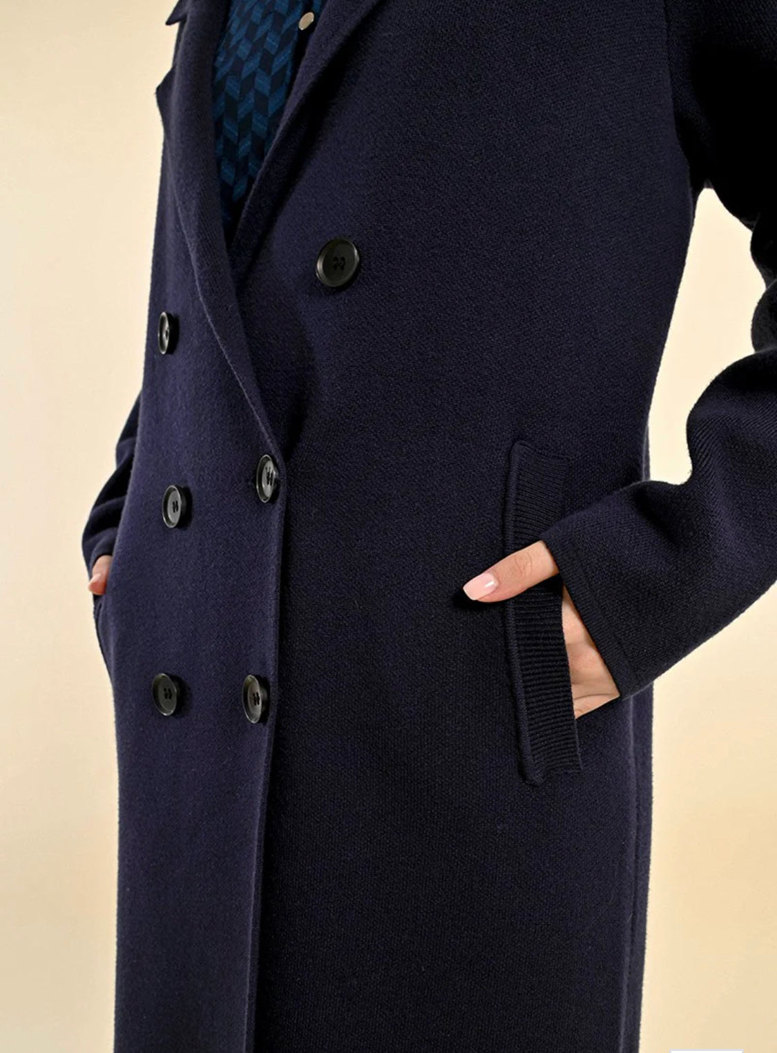 Straight knit coat, Navy