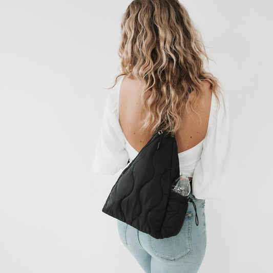 Striding Through Philly Puffer Sling Bag & Backpack: Black