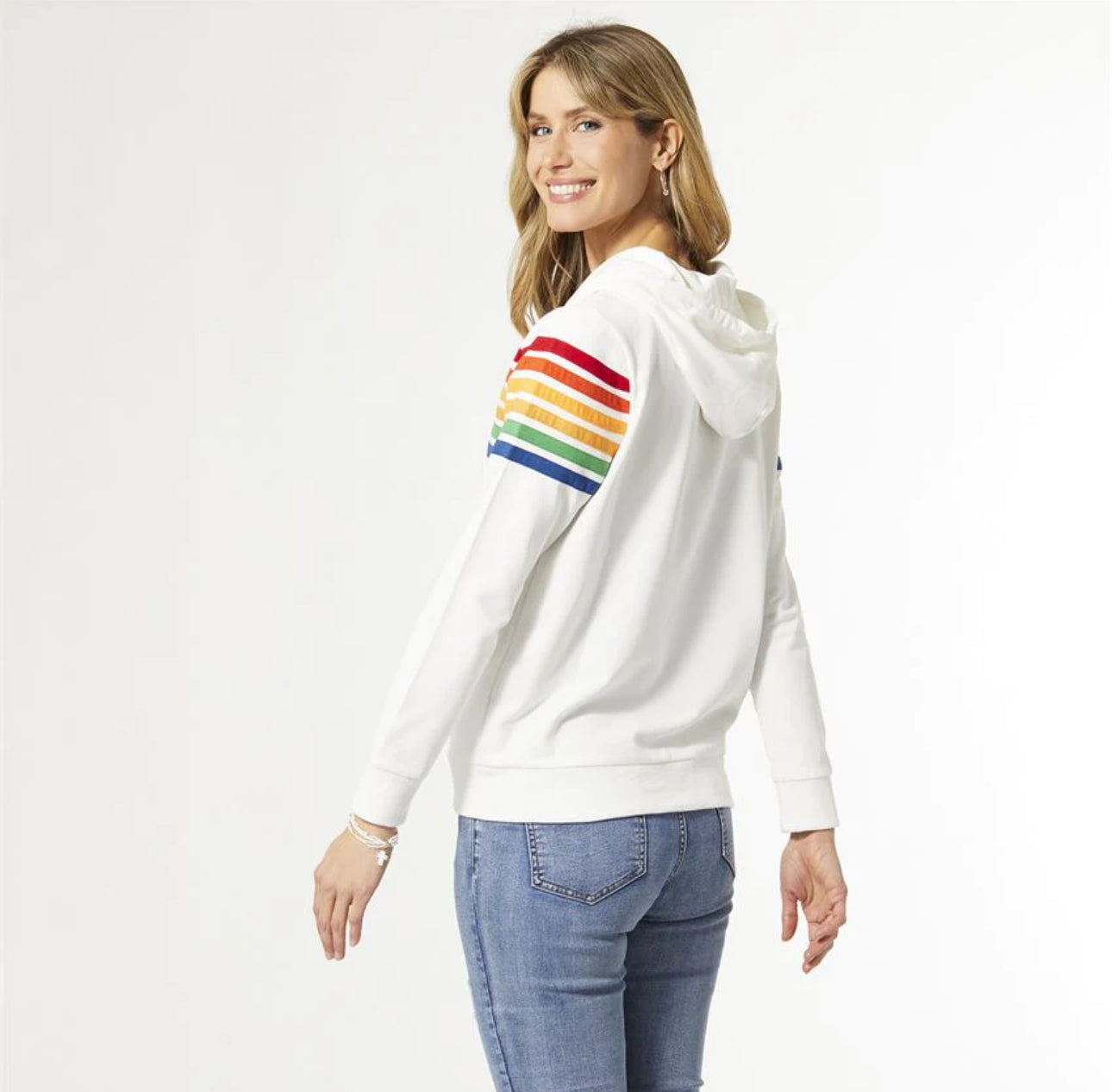 Zip up multi color hooded sweatshirt