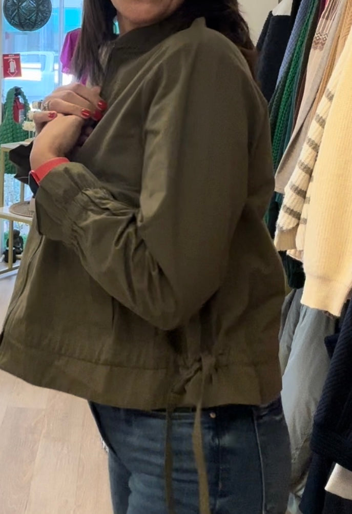 Khaki Ruffle Cinch Jacket