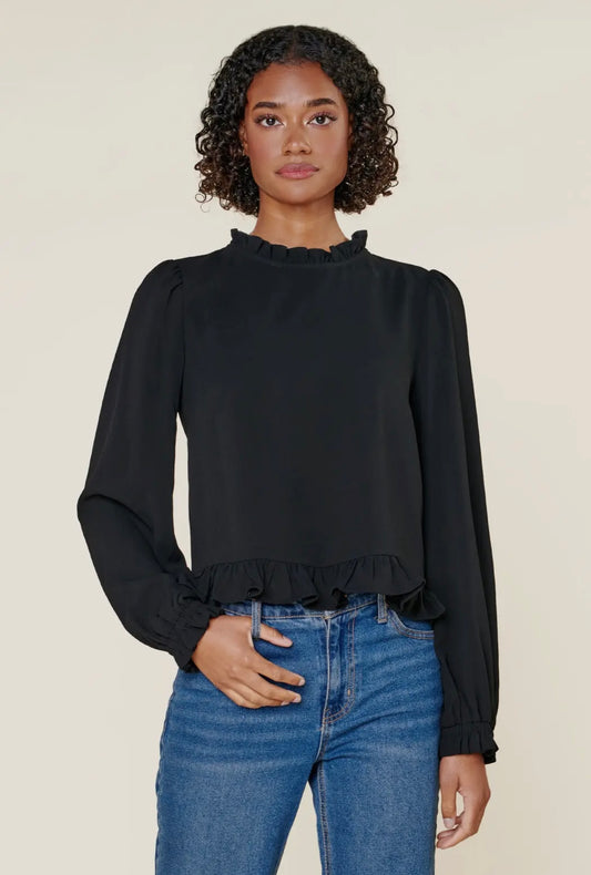 Black Ruffle Top