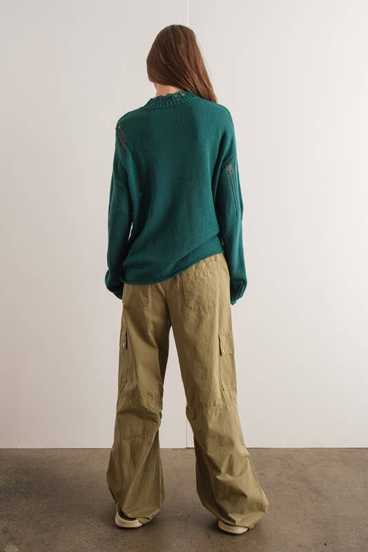 Hunter Green Distressed Sweater