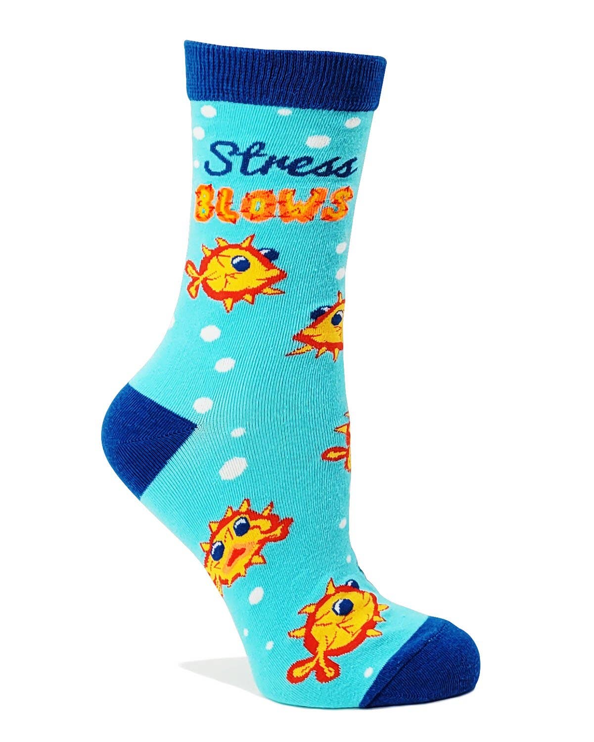 Stress Blows Ladies' Novelty Crew Socks Featuring a Cute Fis