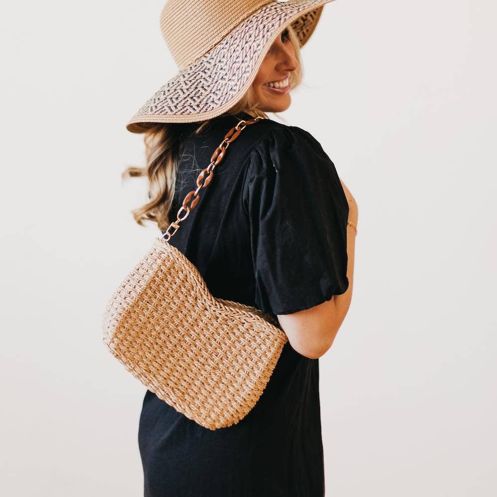 Staycation Straw Bag (Free Crossbody Strap Included!): Brown