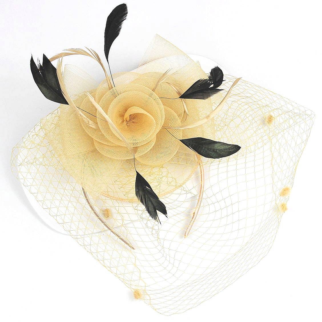 Flower Mesh Flapper Fascinator gold