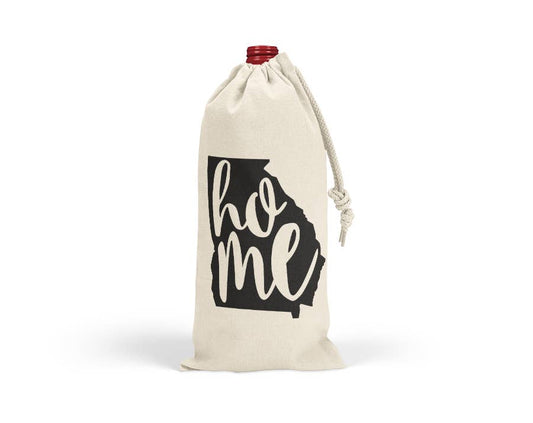 HOME Shape Wine Bag Drawstring Canvas Tote