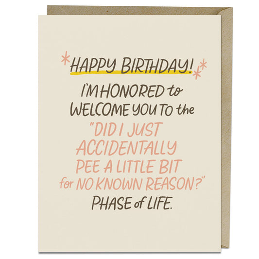 Accidentally Pee Years Old Birthday Card