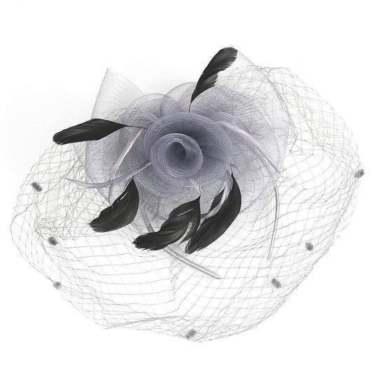 Flower Mesh Flapper Fascinator grey