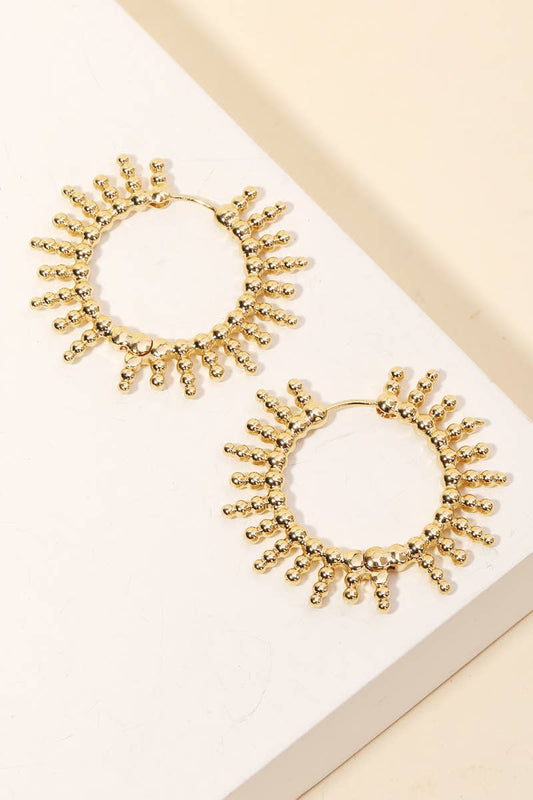 Metallic Bead Sun Hoop Earrings: G