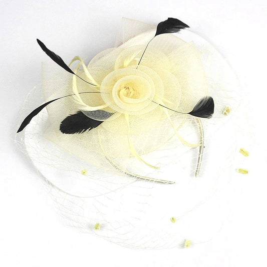 Flower Mesh Flapper Fascinator cream