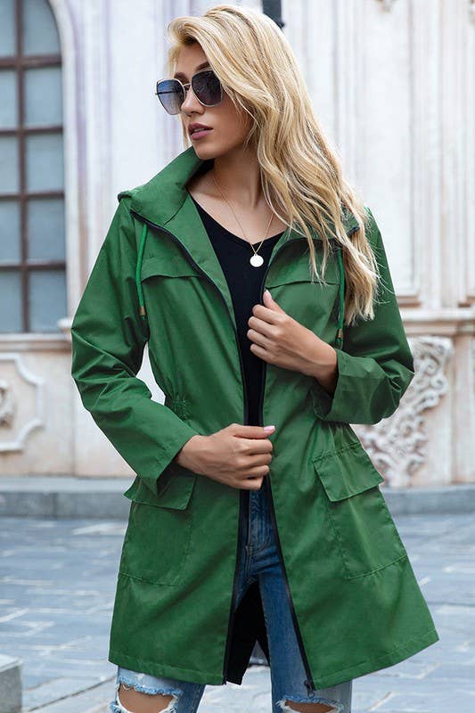 GREEN HOODED RAINCOAT