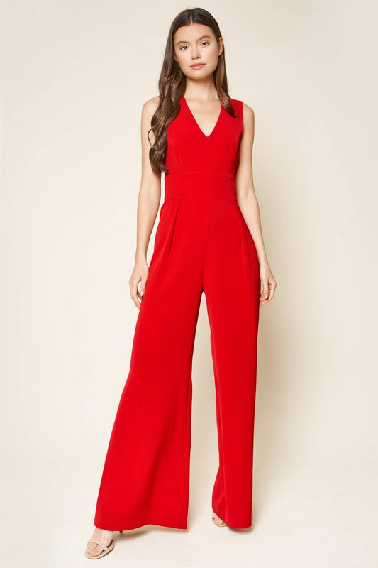 Red Klara Wide Leg Jumpsuit